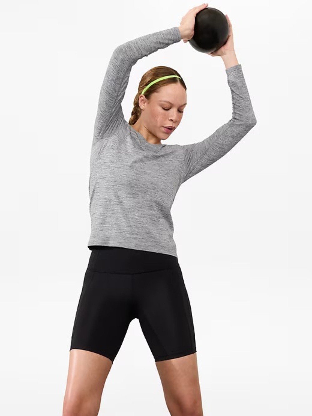 Athleta In Motion Seamless Heather Top Long-Sleeve Heather Gray